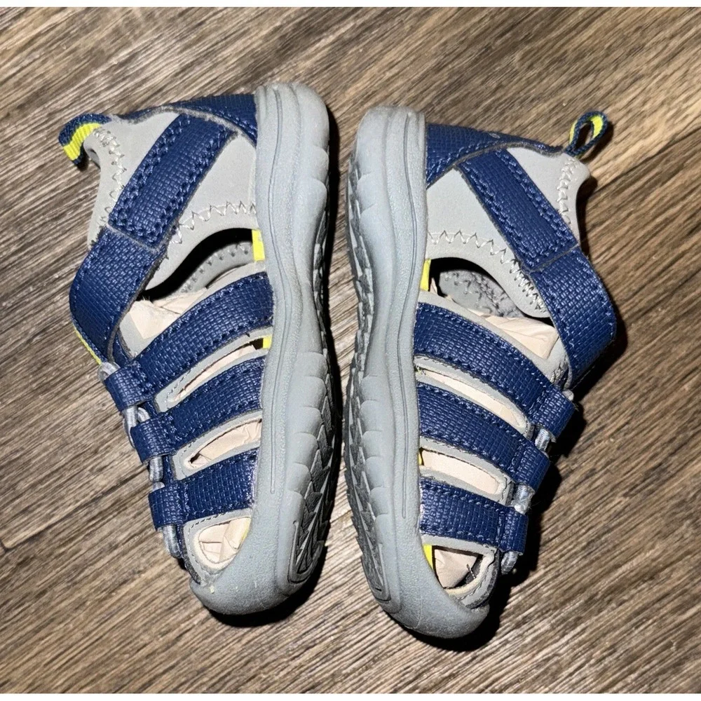 Bullfrogs Sandals Shoes Closed Toe Toddler Boys Gray Blue Sz 2 M Beach NWT